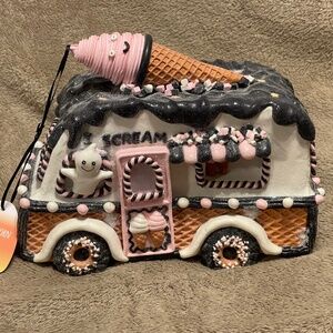 Candy Corn Lane LED Lighted Halloween Gingerbread Ice Cream Van